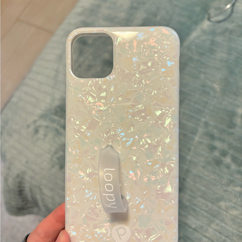 Loopy Case White Glitter Phone Case with Loop Holder